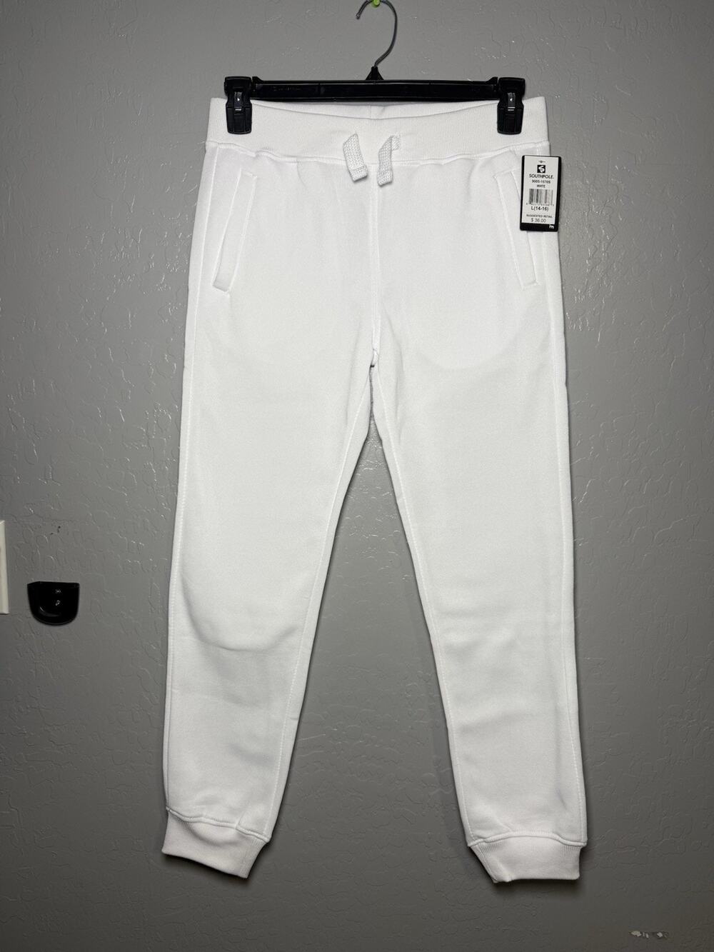 Boy’s Basic Jogger Fleece Pants Southpole White Size L (14–16)